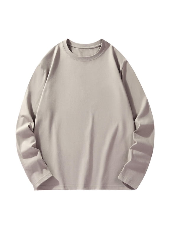 Big and Tall Mens Long Sleeve Cotton T-Shirts Crew Neck Casual Lightweight Plain Basic Tee for Men