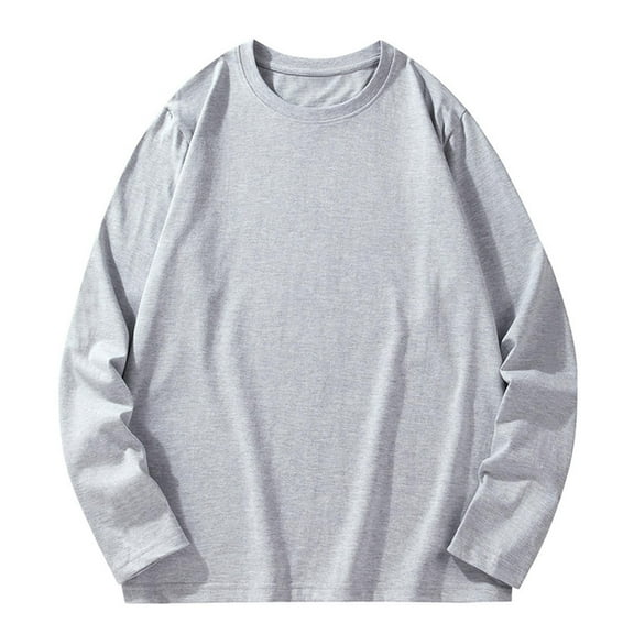 fatyb Big and Tall Mens Long Sleeve Cotton T-Shirts Crew Neck Casual Lightweight Plain Basic Tee for Men
