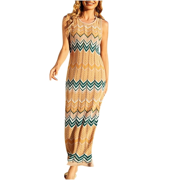 fatyb Boho Cover up for Women Sleeveless Maxi Tank Dress Beachwear Summer Bathing Suit Bikini Coverup