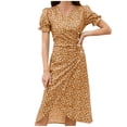 thumbnail image 1 of fatyb Boho Floral Dresses for Women V Neck Short Sleeve Vacation Dresses Womens Summer Midi Dresses, 1 of 4