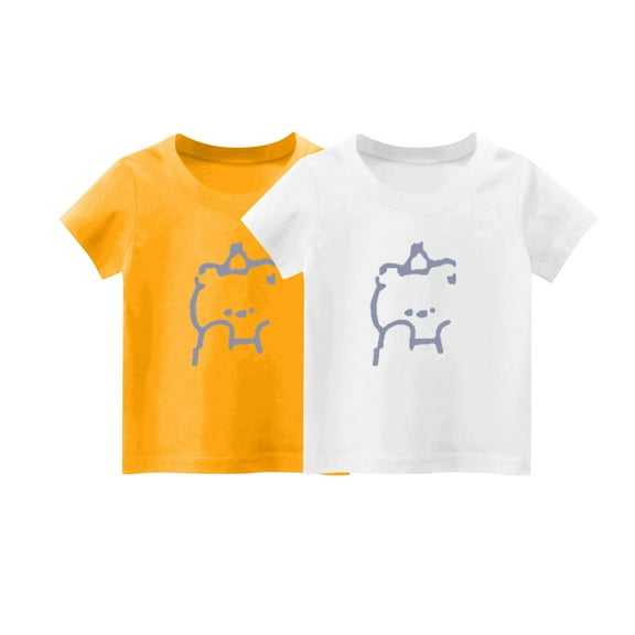 fatyb Boys Girls 2 Pack Graphic Tees Tops Crewneck Cotton T-Shirts Short Sleeve Kids Summer T Shirts