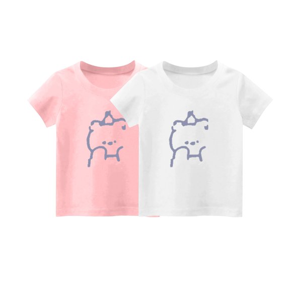 fatyb Boys Girls 2 Pack Graphic Tees Tops Crewneck Cotton T-Shirts Short Sleeve Kids Summer T Shirts