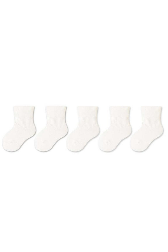 Boys Girls 5 Pairs Cotton Ankle Socks Breathable Solid Color Comfortable Cotton Socks for Kids