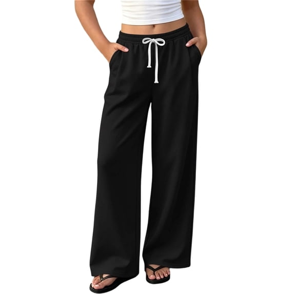 fatyb Boys Girls Baggy Sweatpants Kids Wide Leg Drawstring Open Bottom Lounge Jogging Pants with Pockets