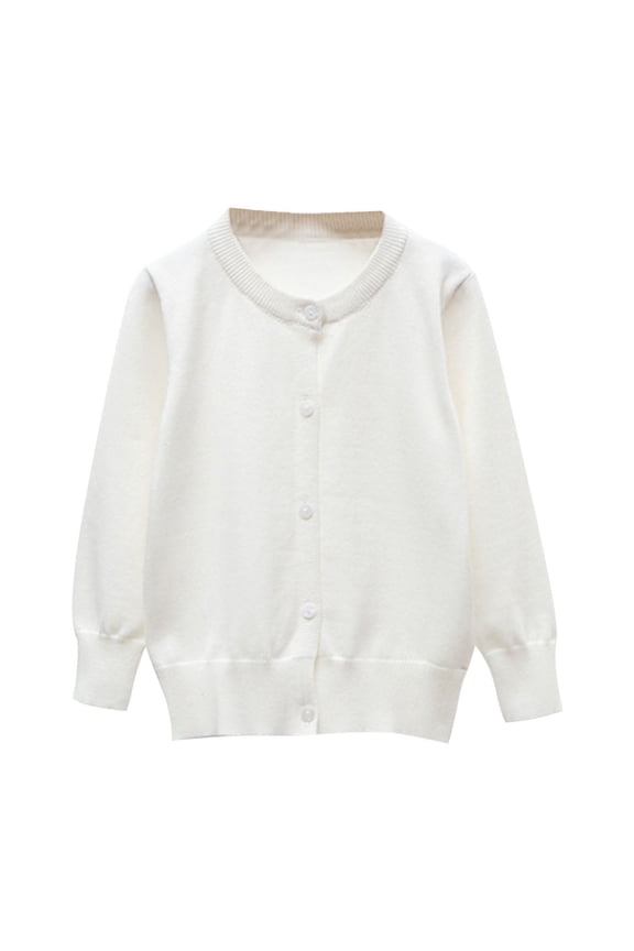 Boys Girls Button down Cardigan Casual Long Sleeve Crewneck Sweater School Uniform Knit Tops Outwear