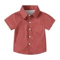 thumbnail image 1 of fatyb Boys Girls Button down Shirts with Pocket Short Sleeve Collar T Shirts Kids Summer Casual Tops, 1 of 7