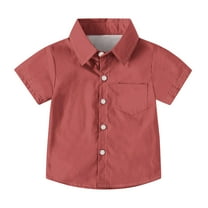 fatyb Boys Girls Button down Shirts with Pocket Short Sleeve Collar T Shirts Kids Summer Casual Tops