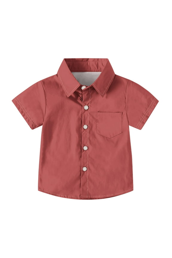 Boys Girls Button down Shirts with Pocket Short Sleeve Collar T Shirts Kids Summer Casual Tops