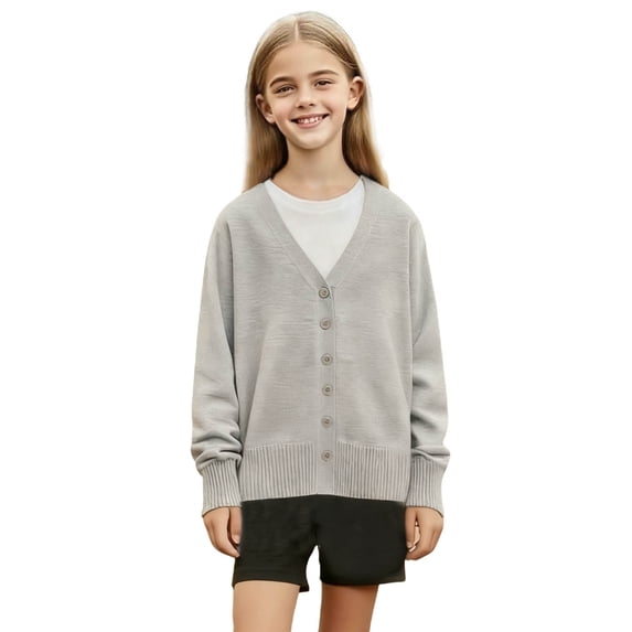 fatyb Boys Girls Cardigan Sweaters V Neck Long Sleeve School Uniform Button Knit Tops for 2-12 Years