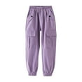 thumbnail image 1 of fatyb Boys Girls Cargo Pants Cotton Elastic Bottom Joggers Kids Unisex Casual Sweatpants for 7-13 Years, 1 of 3