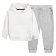 thumbnail image 1 of fatyb Boys Girls Cotton 2 Piece Outfits Kids Hooded Sweatshirts Jogger Pants Casual Plain Clothing Sets, 1 of 6