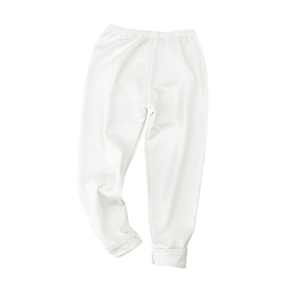 fatyb Boys Girls Cotton Lounge Pants Solid Color Pajama Pants for Kids Thermal Bottom Leggings Sleepwear