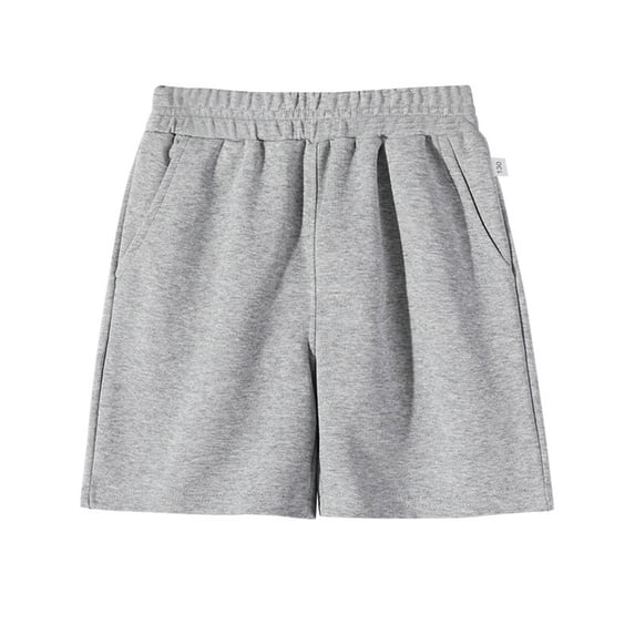 fatyb Boys Girls Cotton Shorts Elastic Waist with Pockets Solid Color Unisex Kids Summer Casual Shorts