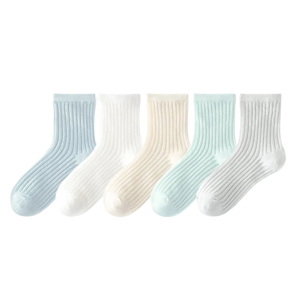 fatyb Boys Girls Crew Socks 5 Pairs Thin Cotton Socks for Kids Unisex Breathable Socks Size 1-12 Years
