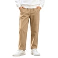 thumbnail image 1 of fatyb Boys Girls Fleece Lined Pants Elastic Waist Warm School Uniform Pants Straight Leg Thermal Trousers, 1 of 7