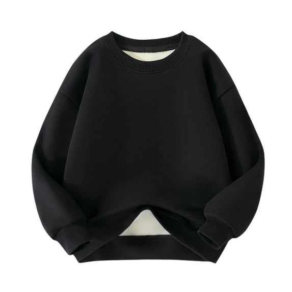 fatyb Boys Girls Fleece Lined Sweatshirts Crewneck Long Sleeve Pullover Kids Thick Casual Sweatshirts