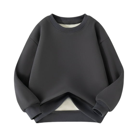 fatyb Boys Girls Fleece Lined Sweatshirts Crewneck Long Sleeve Pullover Kids Thick Casual Sweatshirts