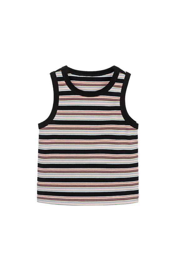 Boys Girls Knit Tank Tops Stripe Sleeveless Cotton Undershirts Lightweight Tee Shirts for Kids