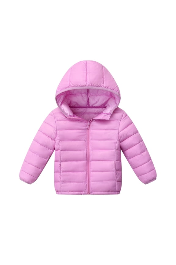Boys Girls Lightweight Puffer Jacket Packable Outerwear Zipper Hooded Down Jacket with Pockets