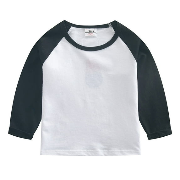 fatyb Boys Girls Long Sleeve Cotton T-Shirts Kids Crewneck Basic Tees Tops Color Block Casual Tshirts