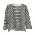 thumbnail image 1 of fatyb Boys Girls Long Sleeve T Shirts Striped Crewneck Summer Tops Cotton Loose Kids Casual Tee Blouses, 1 of 4