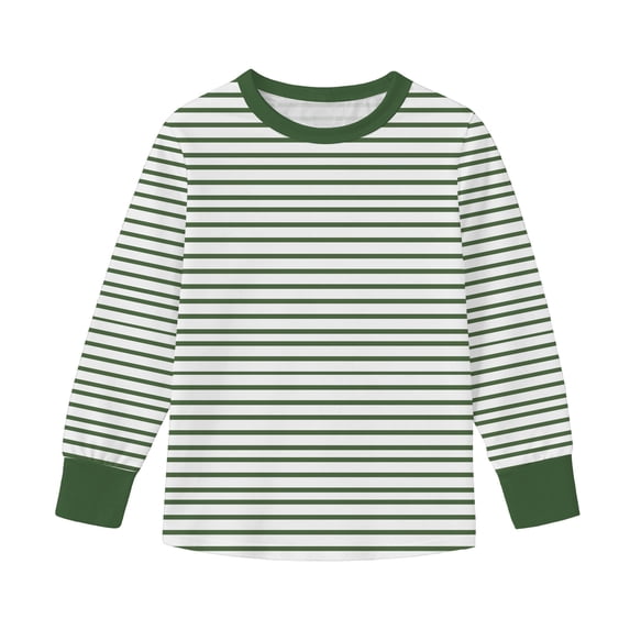 fatyb Boys Girls Long Sleeve Tops Casual Crew Neck Striped Tee Shirts Kids Fashion Tops for Everyday