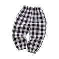 thumbnail image 1 of fatyb Boys Girls Plaid Pants Elastic Waist Long Bloomers Cotton Pants Lightweight Casual Trousers for Kids, 1 of 3