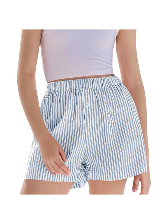 Boys Girls Plaid Shorts Elastic Waist Summer Lounge Shorts Pull on Kids Wide Leg Casual Shorts