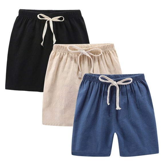 fatyb Boys Girls Pull on Casual Shorts Elastic Waist Summer Shorts Kids Lightweight Shorts Pack of 3