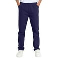 thumbnail image 1 of fatyb Boys Girls School Uniform Pants with Pockets Straight Leg Elastic Waist Casual Trousers for Kids, 1 of 5