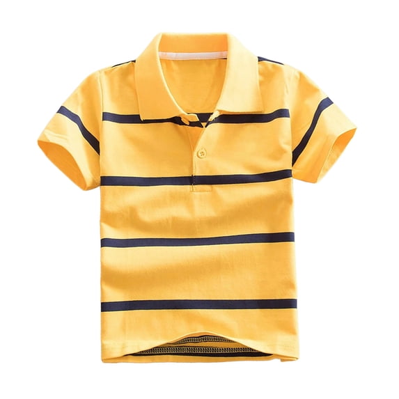 fatyb Boys Girls Striped Tshirts with Collar Short Sleeve Button up Lightweight School Uniform Golf Tops
