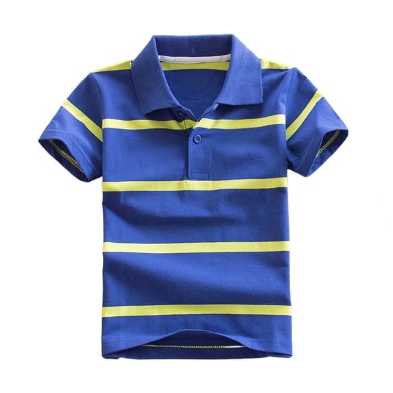 fatyb Boys Girls Striped Tshirts with Collar Short Sleeve Button up Lightweight School Uniform Golf Tops