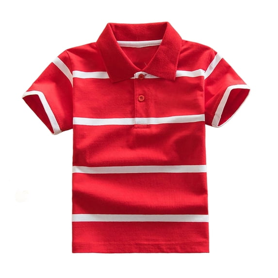 fatyb Boys Girls Striped Tshirts with Collar Short Sleeve Button up Lightweight School Uniform Golf Tops