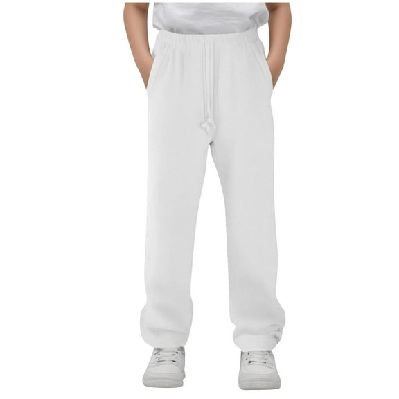 fatyb Boys Girls Sweatpants Casual Elastic Waist Wide Leg Pants Drawstring Lounge Trousers with Pockets