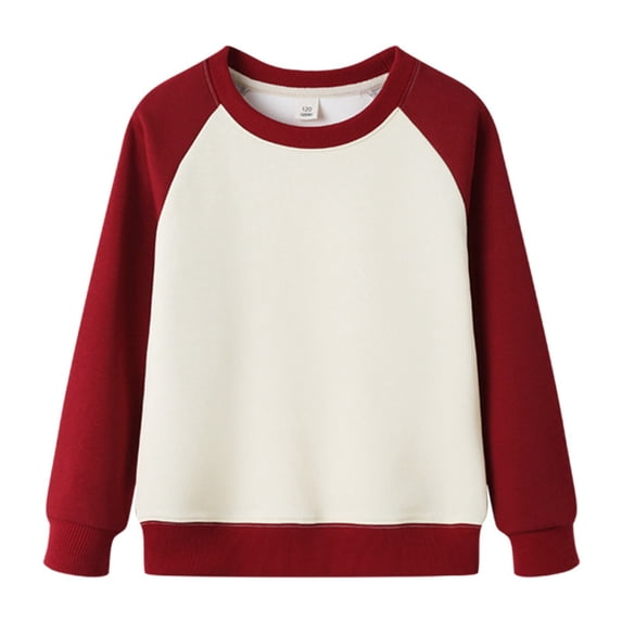 fatyb Boys Girls Sweatshirts Casual Long Sleeve Cotton Pullover Soft Crewneck Color Block Tops for Kids