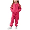thumbnail image 1 of fatyb Boys Girls Sweatsuit Sets Fleece Lined Tracksuit Zip up Hoodies Sweatpants Activewear for School, 1 of 7
