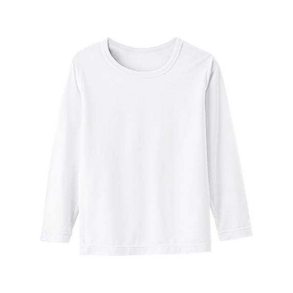 fatyb Boys Girls Thin Long Sleeve T-Shirts Crew Neck Basic Tee Tops Comfy Casual Undershirts for Kids