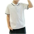 thumbnail image 1 of fatyb Boys Shorts Sleeve Cotton Shirts Button Collar School Uniform Shirts Kids Pullover Casual Tops, 1 of 7
