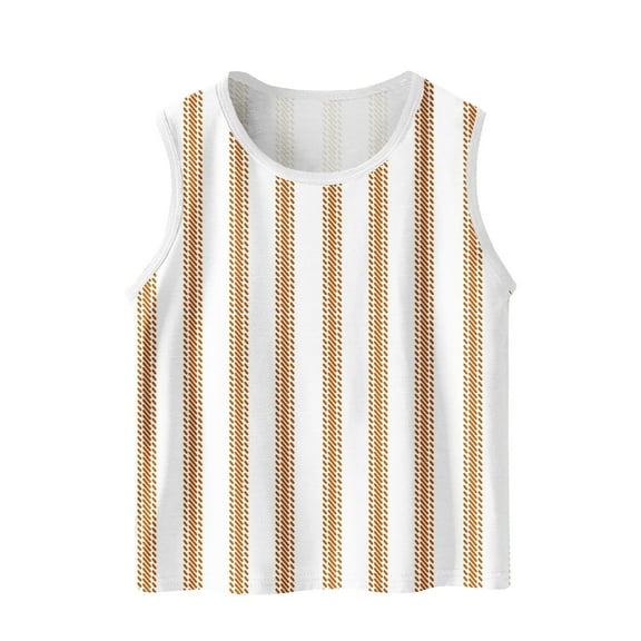 fatyb Boys Striped Tank Tops Girls Sleeveless Casual T Shirts Crew Neck Loose Summer Basic Tops for Kids