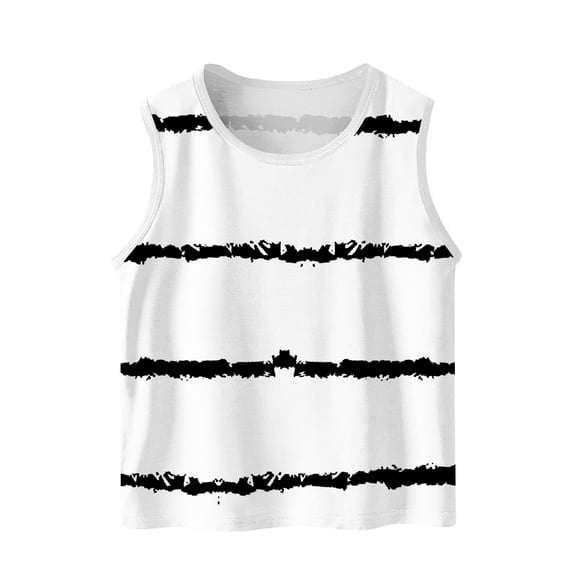 fatyb Boys Striped Tank Tops Girls Sleeveless Casual T Shirts Crew Neck Loose Summer Basic Tops for Kids