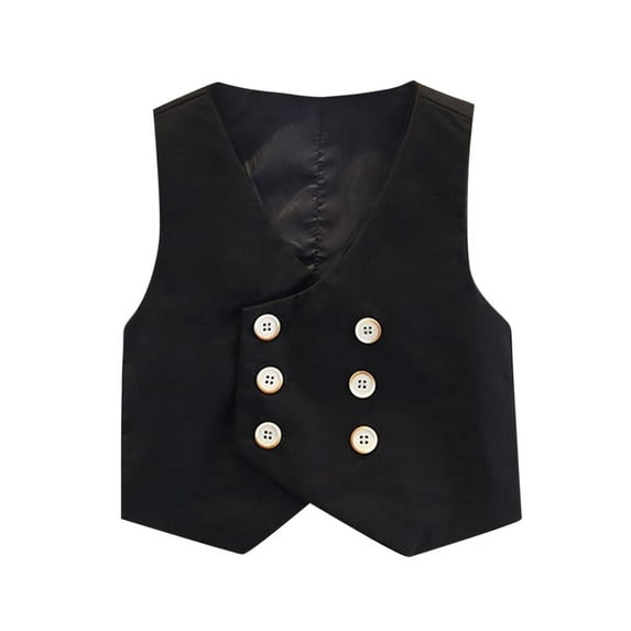 fatyb Boys Suit Vest Sleeveless Formal Vest with Button Kids Boys V Neck Dress Vest for Wedding School