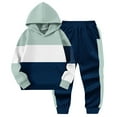 thumbnail image 1 of fatyb Boys Sweatsuit Long Sleeve Hoodie Sweatshirts Pocket Sweatpants Kids Color Block Clothes Outfits, 1 of 4