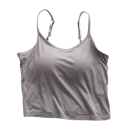 fatyb Built in Bra Camisole for Women Crop Tank Tops Adjustable Spaghetti Strap Padded Workout Shirts
