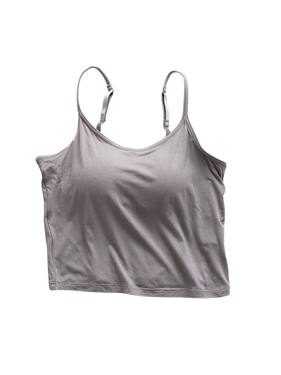 Built in Bra Camisole for Women Crop Tank Tops Adjustable Spaghetti Strap Padded Workout Shirts