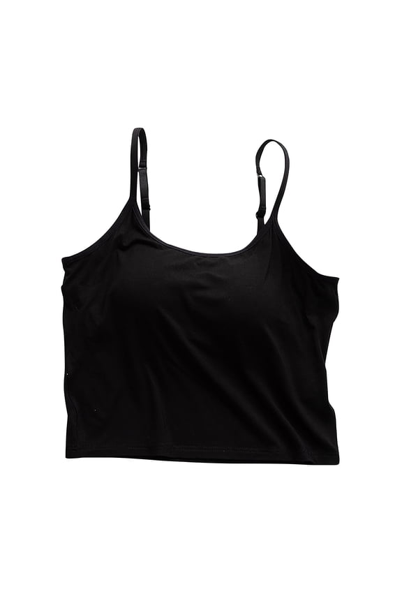 Built in Bra Camisole for Women Crop Tank Tops Adjustable Spaghetti Strap Padded Workout Shirts