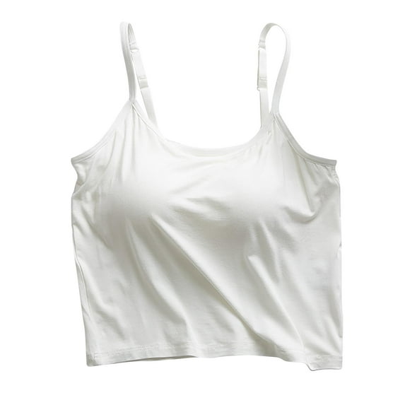 fatyb Built in Bra Camisole for Women Crop Tank Tops Adjustable Spaghetti Strap Padded Workout Shirts