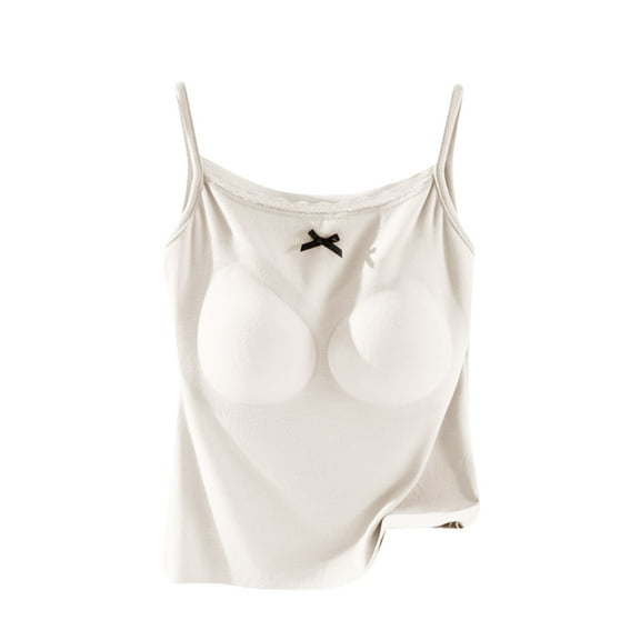 fatyb Built in Bra Tank Tops for Women Sleeveless Padded Camisole Shirts Spaghetti Strap Cami Shirts