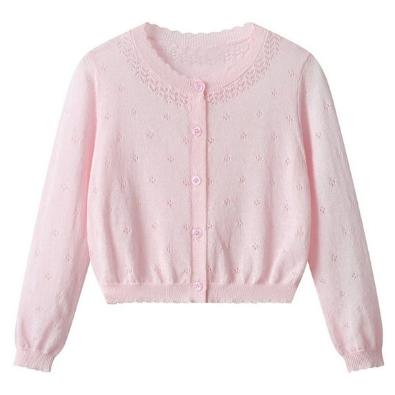 fatyb Button down Cardigan for Girls Long Sleeve Thin Sweater Lightweight Casual Knitted Girls Clothes
