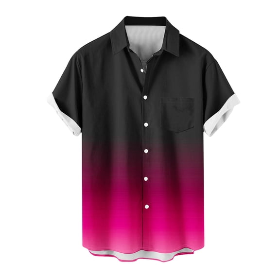 fatyb Button down Shirts for Men Short Sleeve Lightweight Beach Shirts Summer Gradient Collar Blouses