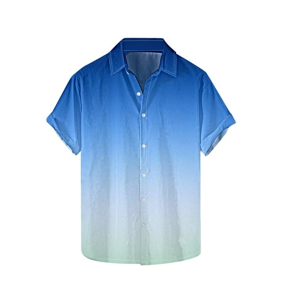 fatyb Button down Shirts for Men Short Sleeve Summer Beach Shirts Fashion Gradient Color Mens Shirts